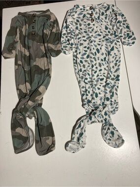 Lou Lou & Company Knotted Gown for Newborns Bundle Of 2 - Foldover Hands EUC
